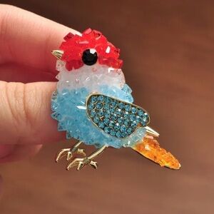 Colorful Crystal Sparrow Bird Brooch Pin